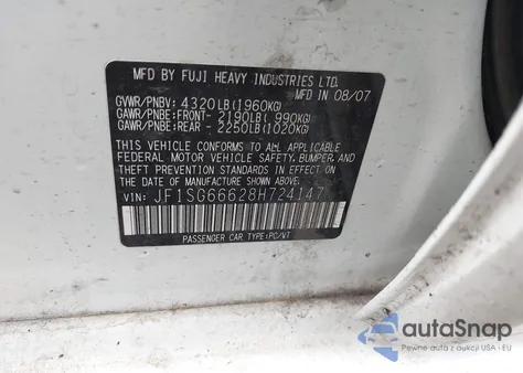 2008 Subaru Forester Sports 2.5Xt из США, поврежденный, VIN JF1SG66628H724147